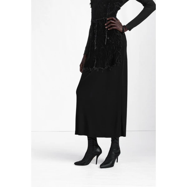 Maison Margiela Velvet Panel Maxi Skirt in Black | Maxi Skirts | Coveti