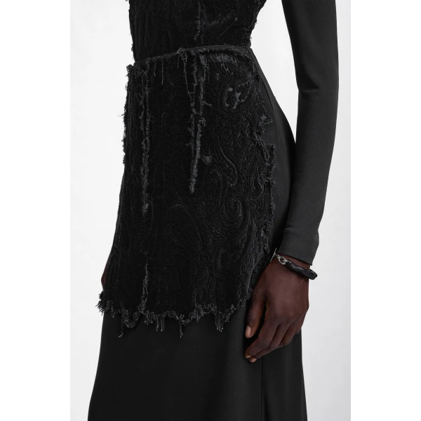 Maison Margiela Velvet Panel Maxi Skirt in Black | Maxi Skirts | Coveti