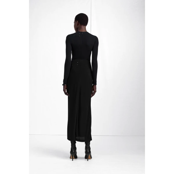 Maison Margiela Velvet Panel Maxi Skirt in Black | Maxi Skirts | Coveti