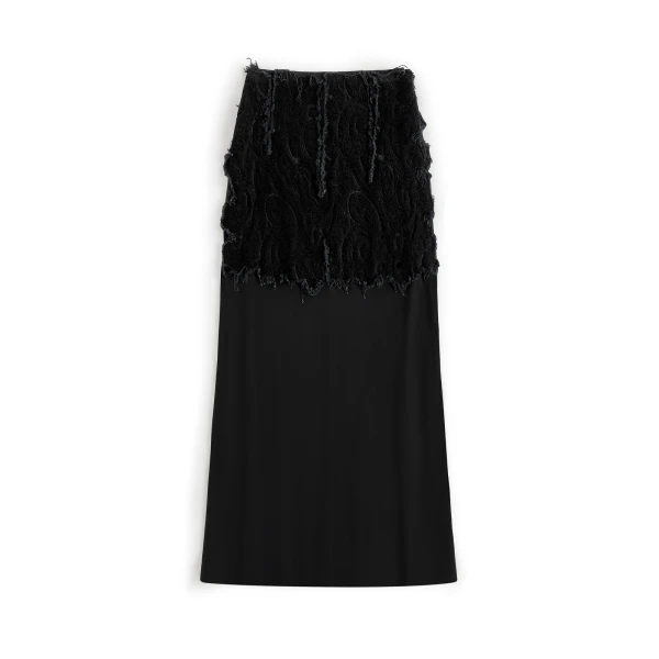 Maison Margiela Velvet Panel Maxi Skirt in Black | Coveti