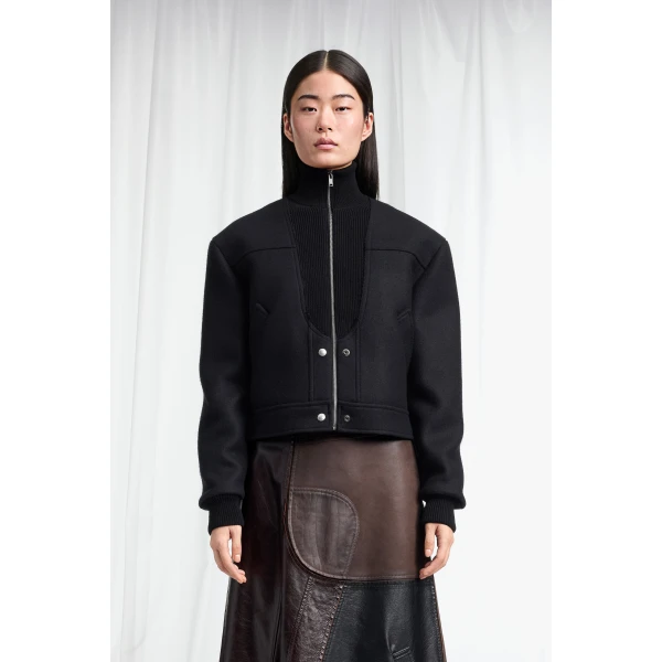 Maison Margiela Virgin Wool Bomber Jacket in Black | Jackets | Coveti