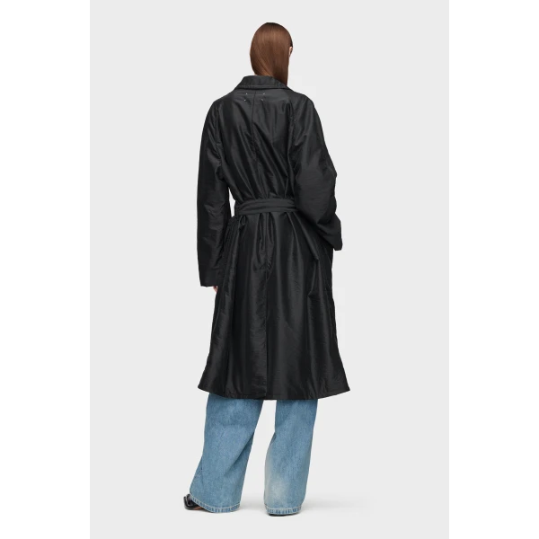 Maison Margiela Virgin Wool Double-Breasted Coat in Black | Wool Coat | Coveti