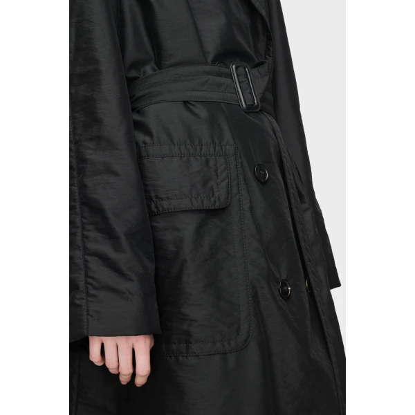 Maison Margiela Virgin Wool Double-Breasted Coat in Black | Wool Coat | Coveti