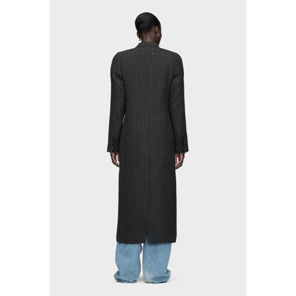 Maison Margiela Virgin Wool Long Coat in Black | Wool Coat | Coveti