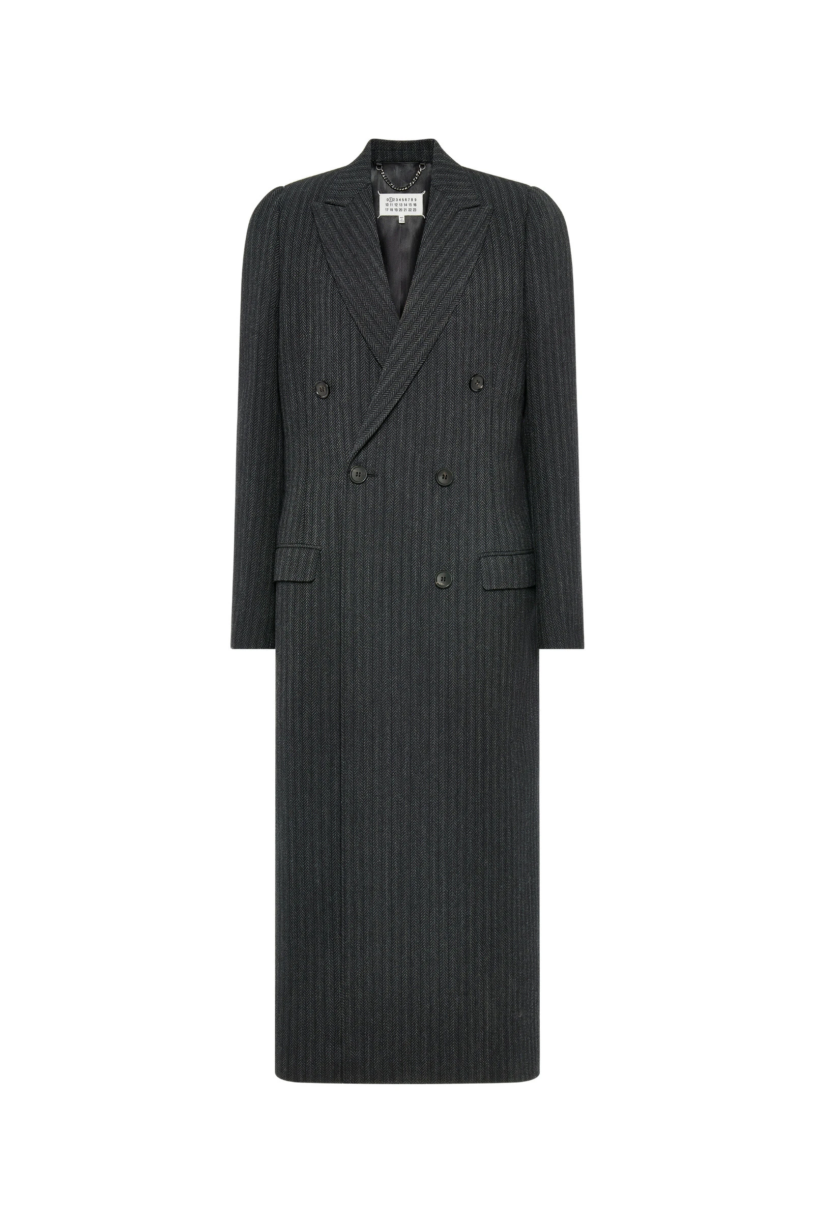 Maison Margiela Virgin Wool Long Coat in Black Maison Margiela Virgin Wool Long Coat in Black | Coveti