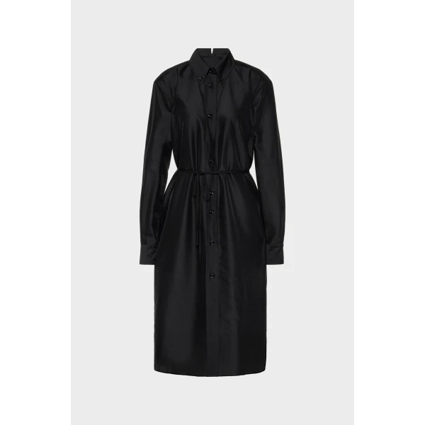 Maison Margiela Virgin Wool Midi Shirt Dress in Black | Midi Dresses | Coveti