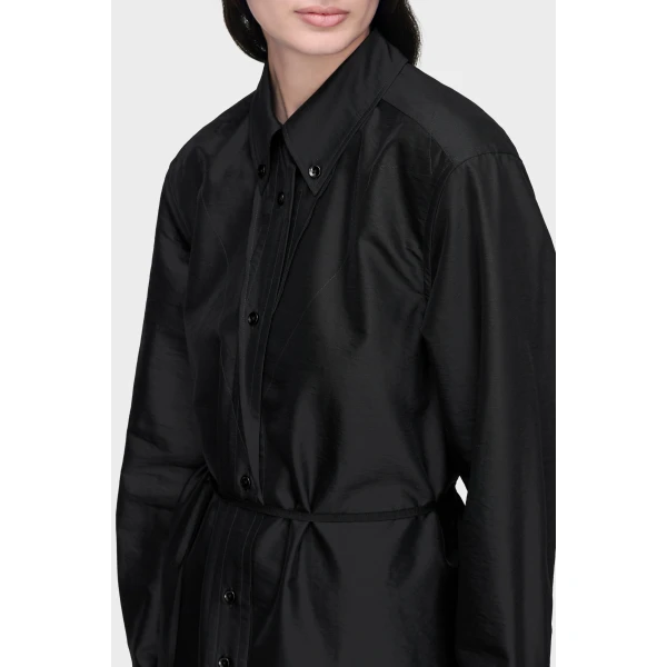 Maison Margiela Virgin Wool Midi Shirt Dress in Black | Midi Dresses | Coveti