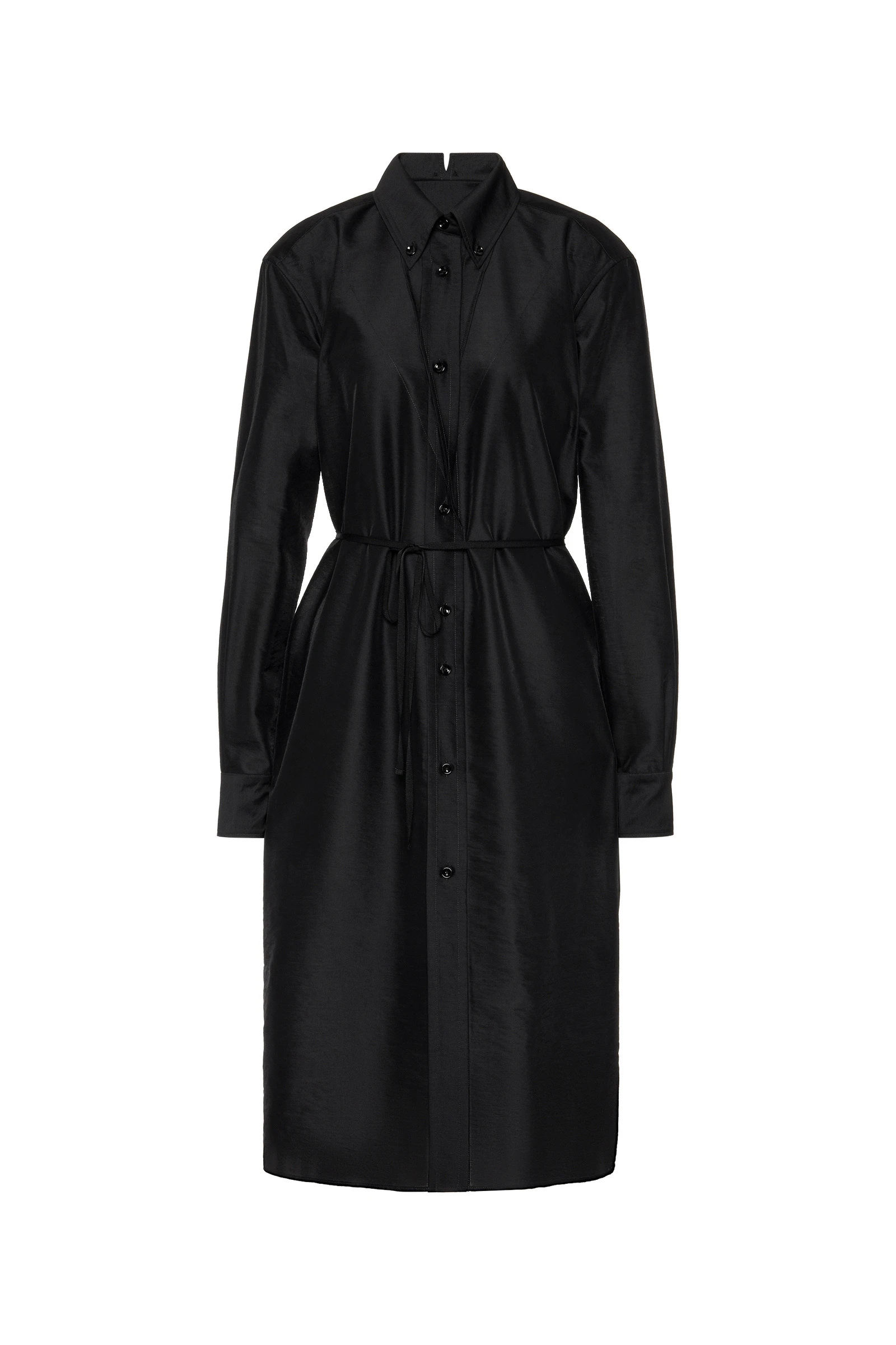 Maison Margiela Virgin Wool Midi Shirt Dress in Black Maison Margiela Virgin Wool Midi Shirt Dress in Black | Coveti