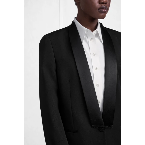 Maison Margiela Virgin Wool Tuxedo Blazer in Black | Blazers | Coveti