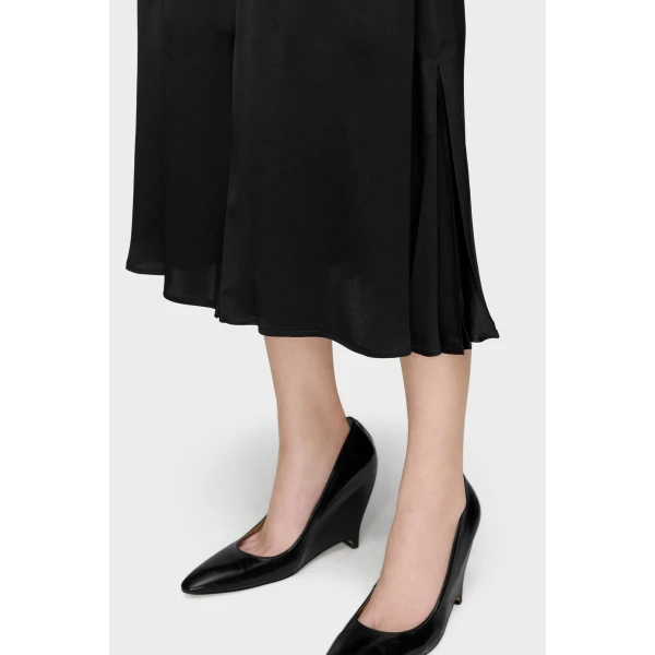 Maison Margiela Washed Silk Satin Midi Skirt in Black | Midi Skirts | Coveti