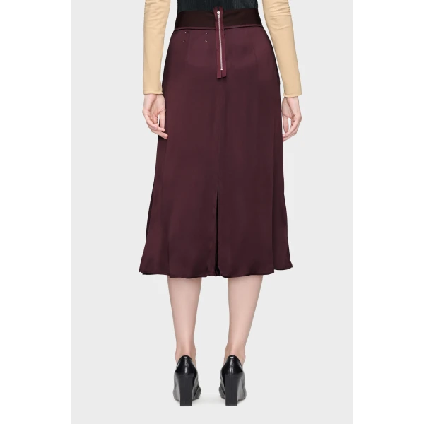 Maison Margiela Washed Silk Satin Midi Skirt in Plum Purple | Midi Skirts | Coveti