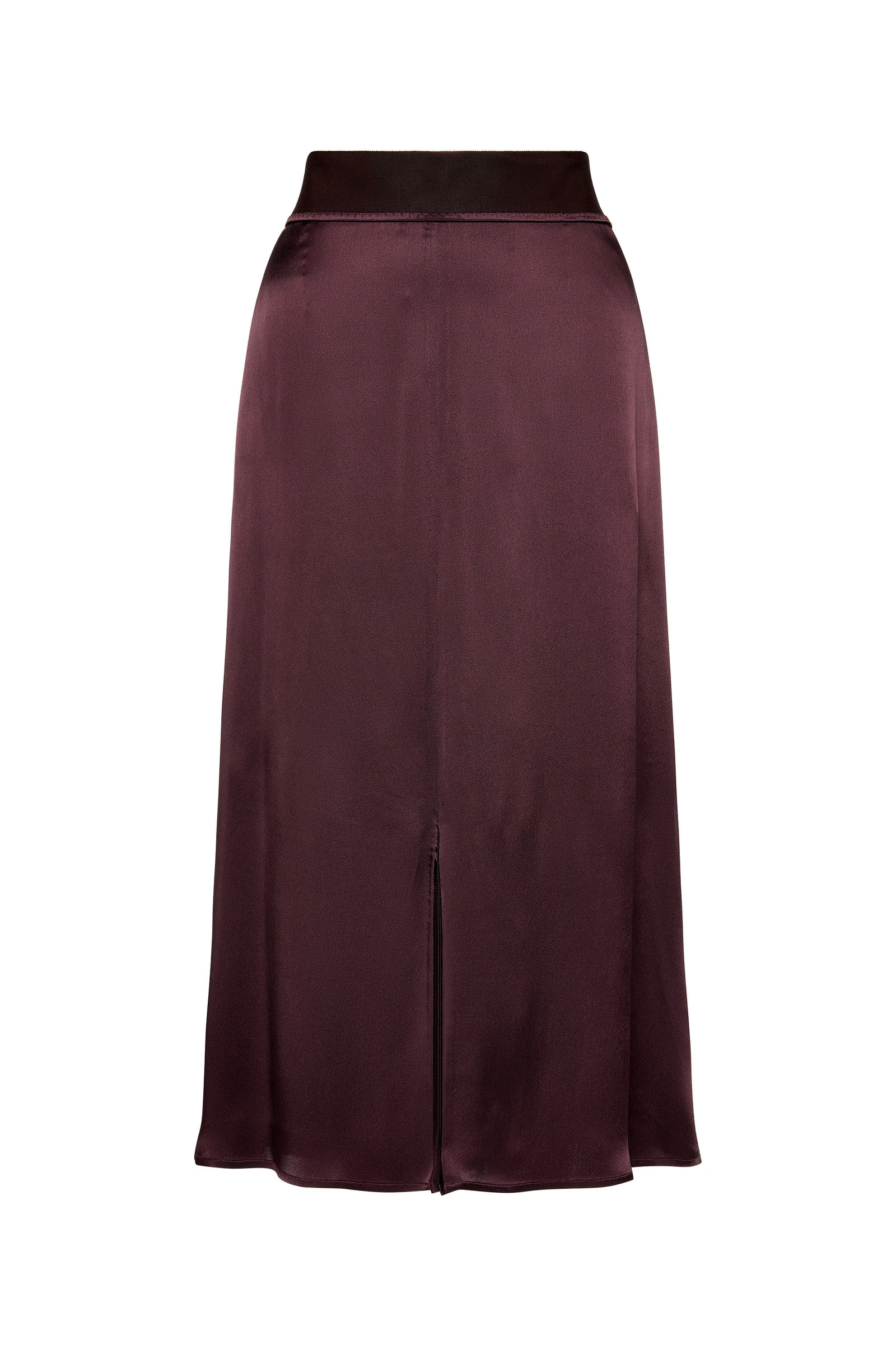 Maison Margiela Washed Silk Satin Midi Skirt in Plum Purple Maison Margiela Washed Silk Satin Midi Skirt in Plum Purple | Coveti