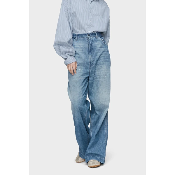 Maison Margiela Wide-Leg Jeans in Vintage Medium Blue | Denim | Coveti