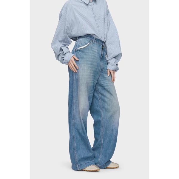 Maison Margiela Wide-Leg Jeans in Vintage Medium Blue | Denim | Coveti