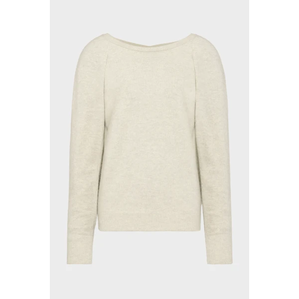 Maison Margiela Wide-Neck Wool Knit Top in Light Grey | Sweaters | Coveti