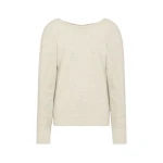 Maison Margiela Wide-Neck Wool Knit Top in Light Grey | Coveti