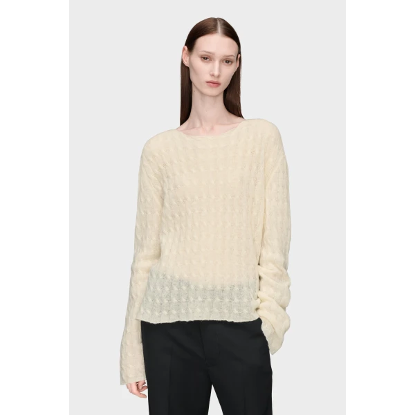 Maison Margiela Wool Cashmere Crewneck in Ecru | Sweaters | Coveti