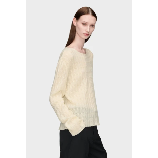 Maison Margiela Wool Cashmere Crewneck in Ecru | Sweaters | Coveti