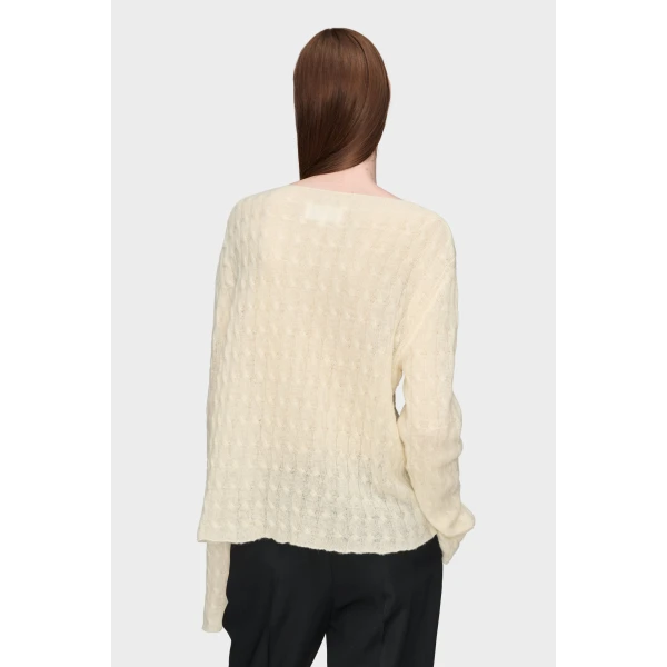 Maison Margiela Wool Cashmere Crewneck in Ecru | Sweaters | Coveti