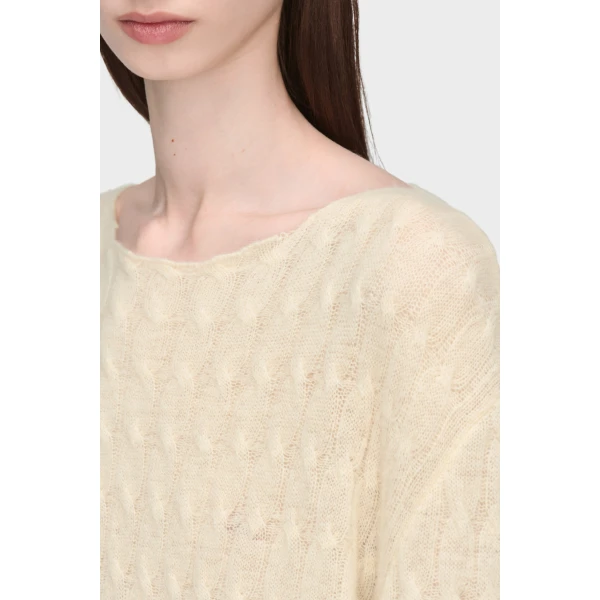 Maison Margiela Wool Cashmere Crewneck in Ecru | Sweaters | Coveti