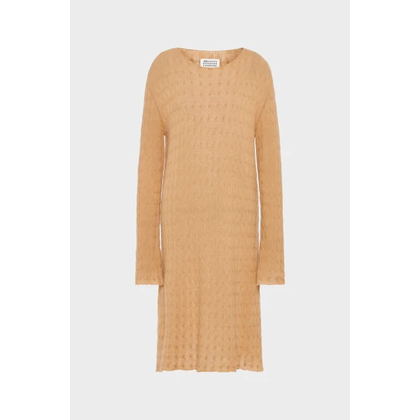 Maison Margiela Wool Cashmere Knit Midi Dress in Camel | Midi Dresses | Coveti