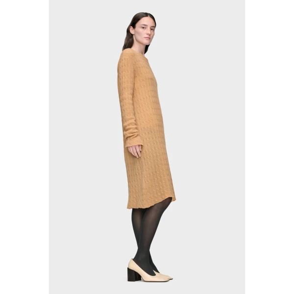 Maison Margiela Wool Cashmere Knit Midi Dress in Camel | Midi Dresses | Coveti