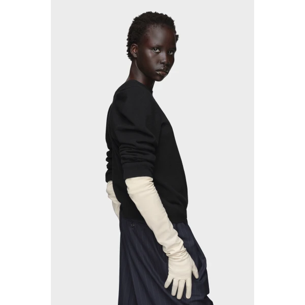 Maison Margiela Wool Knit Top in Black | Sweaters | Coveti