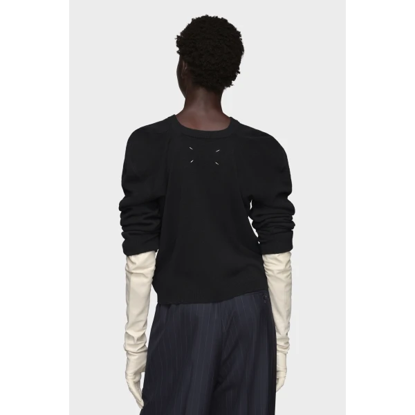 Maison Margiela Wool Knit Top in Black | Sweaters | Coveti