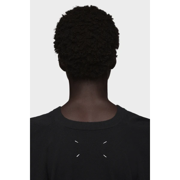 Maison Margiela Wool Knit Top in Black | Sweaters | Coveti