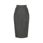 Maison Margiela Wool Midi Skirt in Dark Grey | Coveti