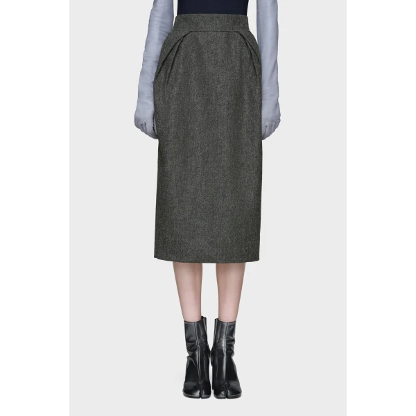 Maison Margiela Wool Midi Skirt in Dark Grey | Midi Skirts | Coveti