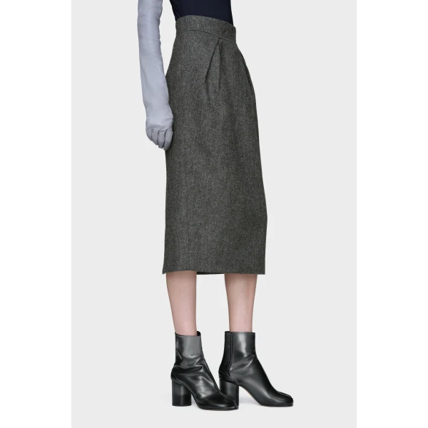 Maison Margiela Wool Midi Skirt in Dark Grey | Midi Skirts | Coveti