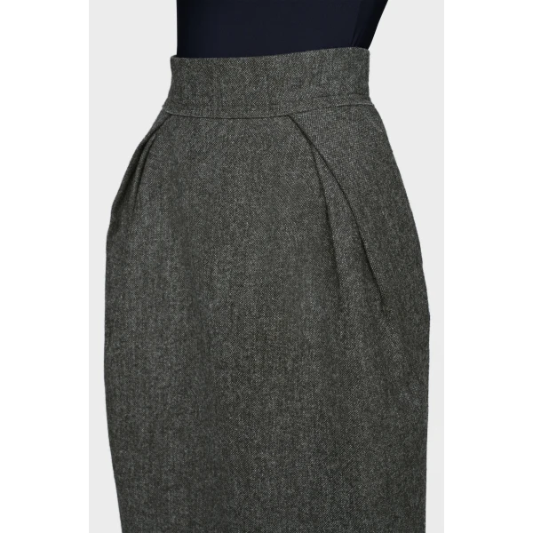 Maison Margiela Wool Midi Skirt in Dark Grey | Midi Skirts | Coveti