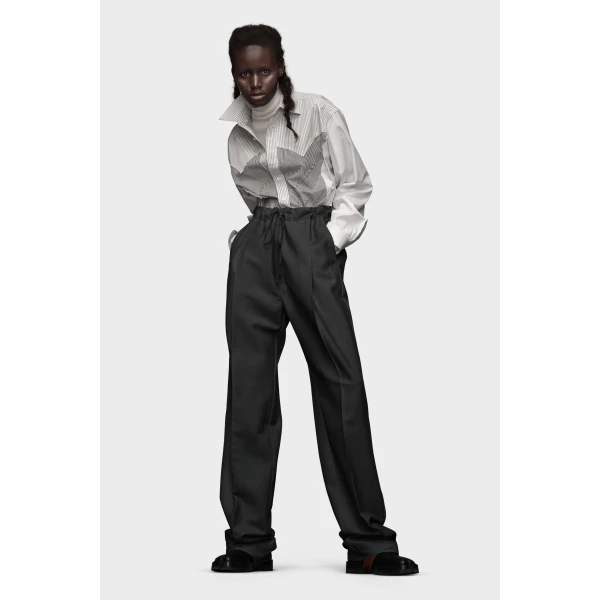 Maison Margiela Wool Mohair Trousers in Dark Avion | Tailored pants | Coveti