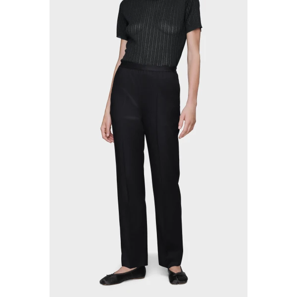 Maison Margiela Wool Straight-Leg Trousers in Black | Tailored pants | Coveti