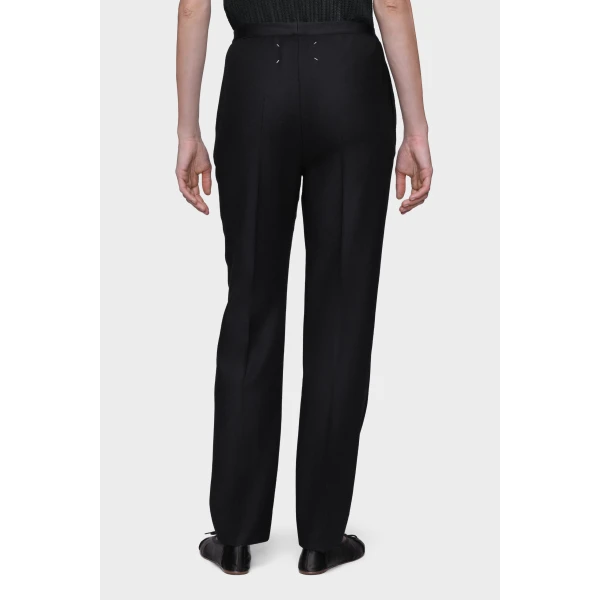 Maison Margiela Wool Straight-Leg Trousers in Black | Tailored pants | Coveti