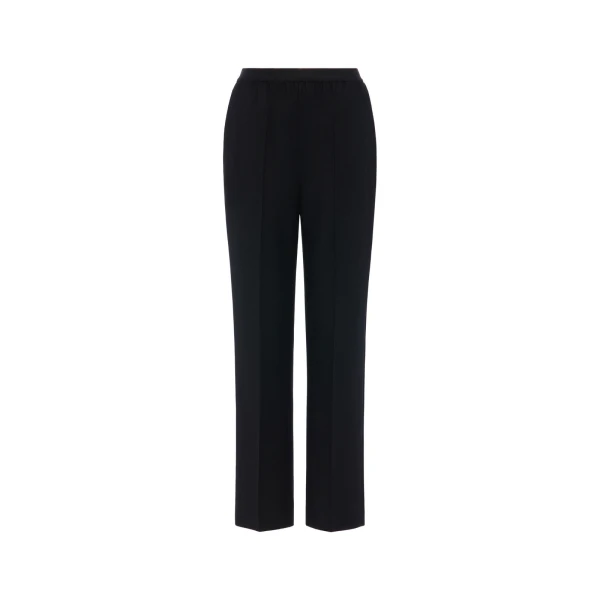 Wool Straight-Leg Trousers in Black