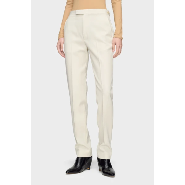 Maison Margiela Wool Tailored Trousers in Ecru | Tailored pants | Coveti