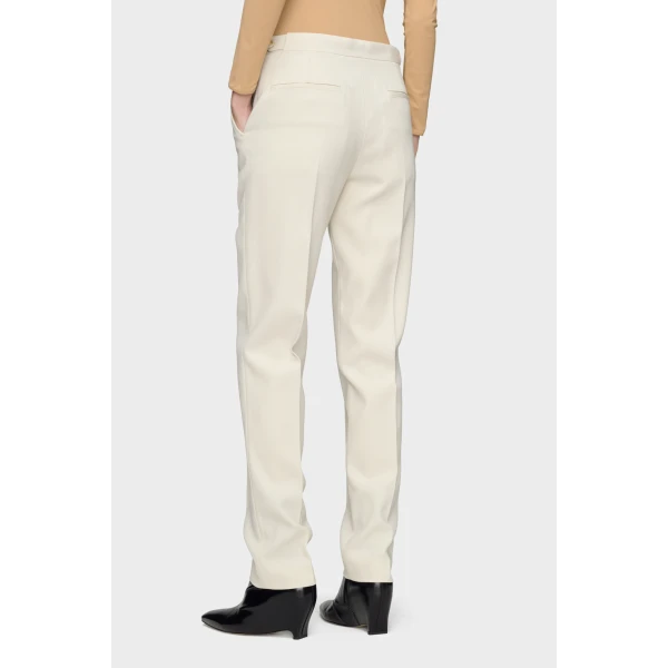 Maison Margiela Wool Tailored Trousers in Ecru | Tailored pants | Coveti