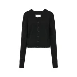Maison Margiela Wool V-Neck Cardigan in Black | Coveti