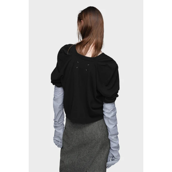 Maison Margiela Wool V-Neck Cardigan in Black | Cardigan | Coveti