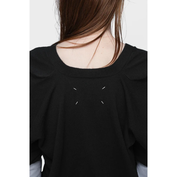 Maison Margiela Wool V-Neck Cardigan in Black | Cardigan | Coveti