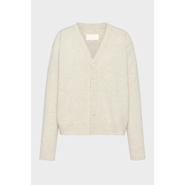 Maison Margiela Wool V-Neck Cardigan in Light Grey | Cardigan | Coveti