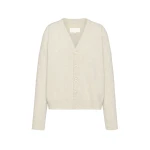 Maison Margiela Wool V-Neck Cardigan in Light Grey | Coveti