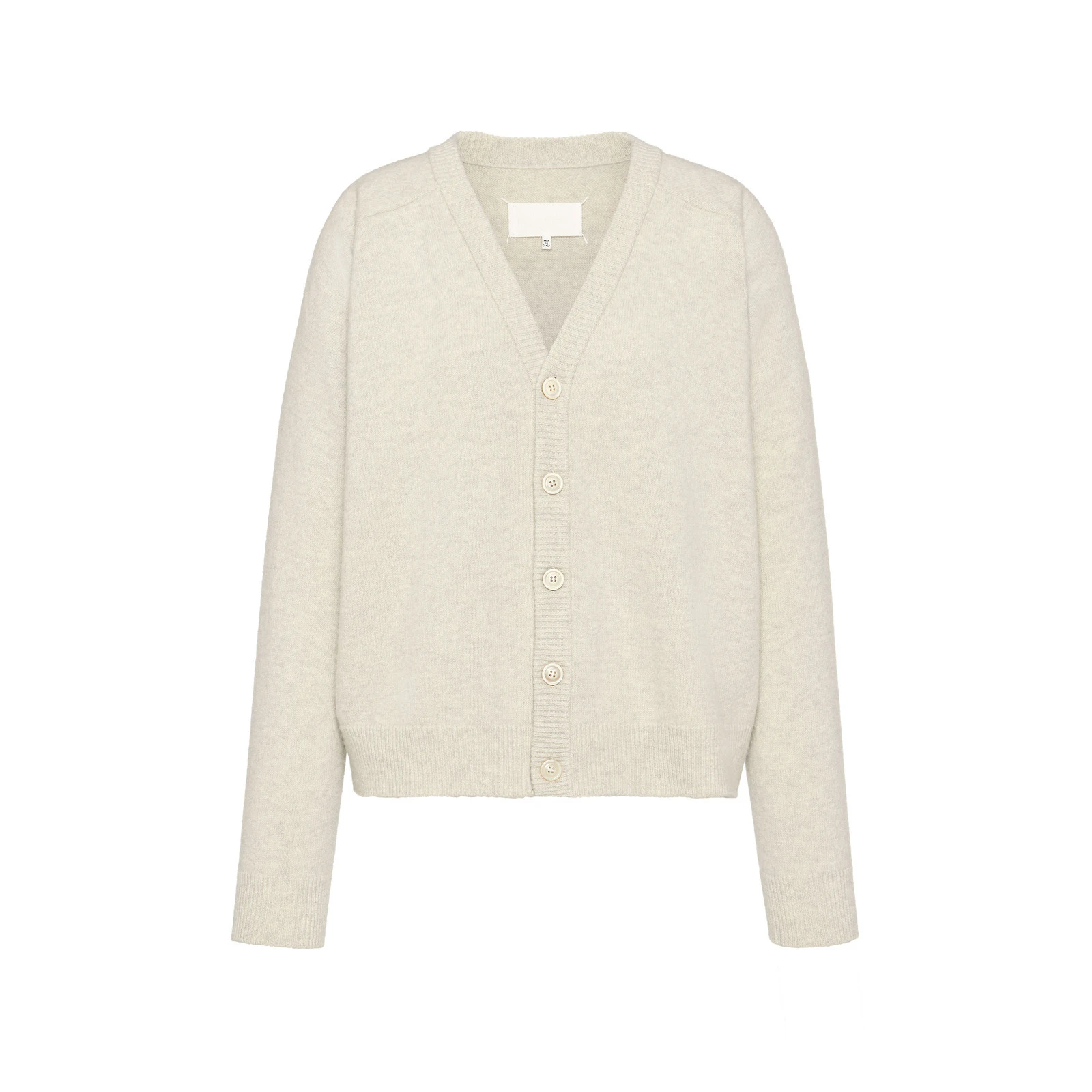 Maison Margiela Wool V-Neck Cardigan in Light Grey Maison Margiela Wool V-Neck Cardigan in Light Grey | Coveti