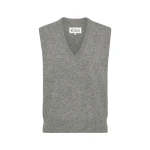 Maison Margiela Wool V-Neck Gilet in Grey | Coveti