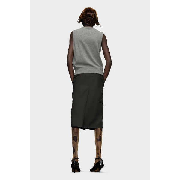 Maison Margiela Wool V-Neck Gilet in Grey | Vests | Coveti