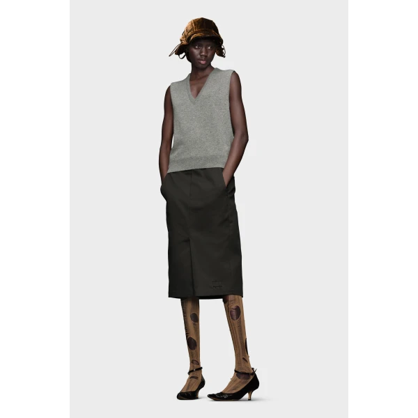 Maison Margiela Wool V-Neck Gilet in Grey | Vests | Coveti