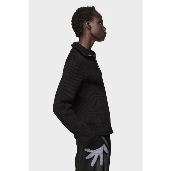Maison Margiela Wool Zipped Cardigan in Black | Cardigan | Coveti