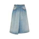 Maison Margiela Wrap Denim Midi Skirt in Blue Jeans | Coveti